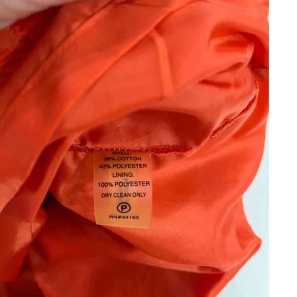 Ellen Tracy Jacquard Floral Orange V-neck Sleeveless Sheath Dress Size Small - Picture 7 of 14